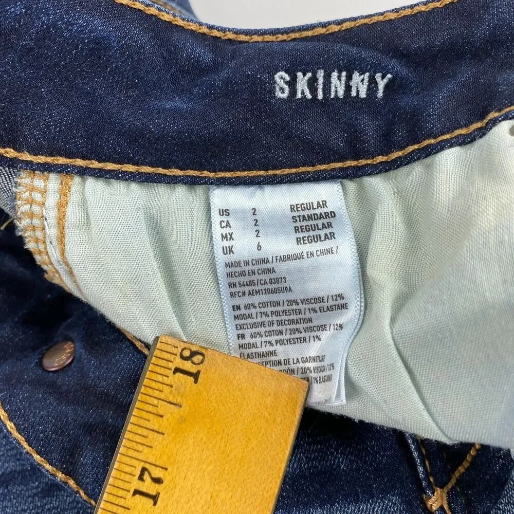 American Eagle Outfitters Womens Super Stretch Skinny Jeans Size 2 Regular Blue - Picture 8 of 9